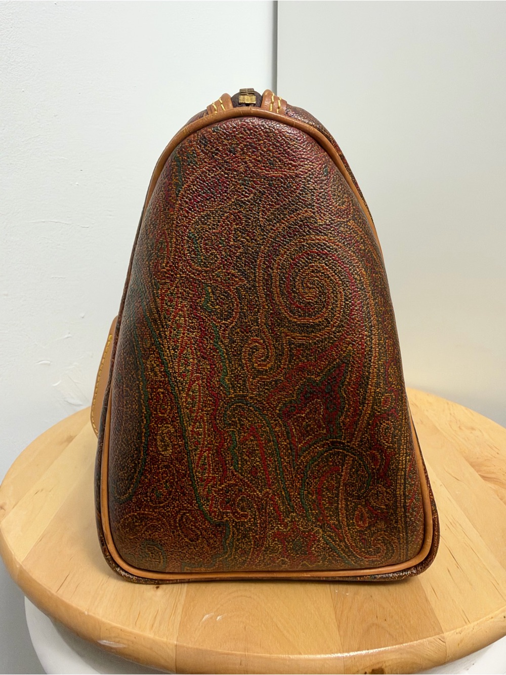 Etro Multicolor Paisley Bag with Tan Leather Trim - Picture 4 of 8